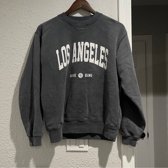 Anine Bing Los Angeles washed black Ramona sweatshirt  Crewneck Sweater S - Picture 6 of 16